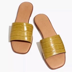 Madewell The Lianne Slide in Croc Embossed Leather Sandal